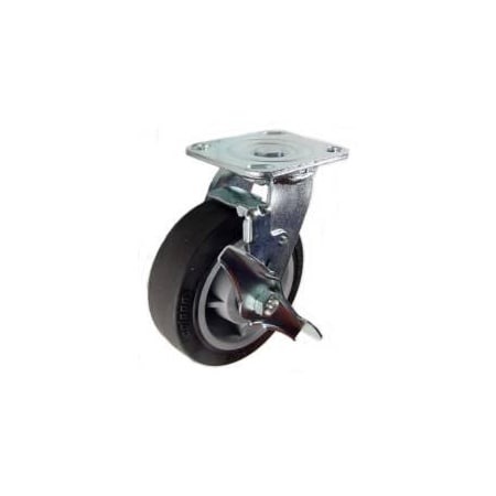 Mapp Caster 6"X2" Thrmplstc Rubber (TPR) Wheel Swvl Caster W/ Brake, 600 Lbs Cap 146PERB620SB
